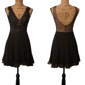 GB Chiffon Floral Embroidery Embellished Studded Mesh Zip Mini Dress Size 3